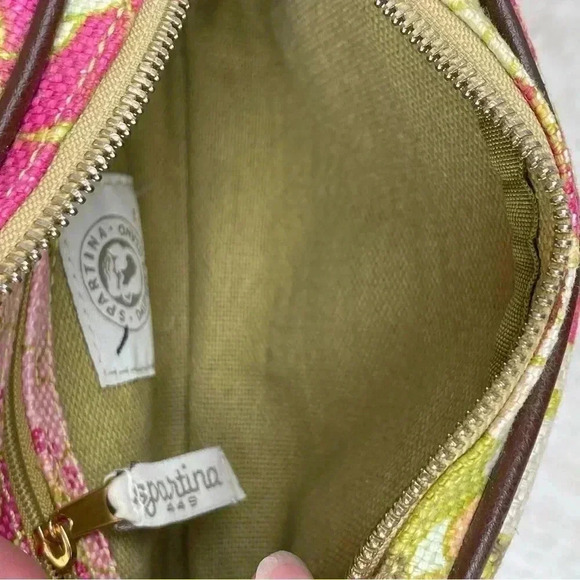 Sparta 449 Floral Pink Green Colorful Leather Wristlet Travel Bag Case Cosmetic - Picture 5 of 6